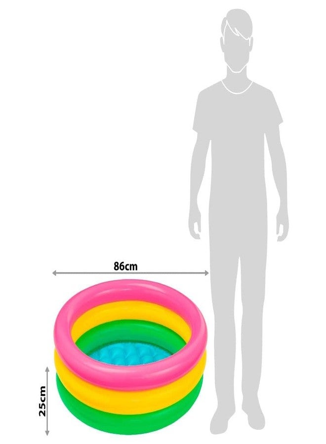 RUJVE Swimming Pool for Kids | Inflatable Sunset Glow Round Colourful Ring Baby Pool Portable Baby Bath tub | Indoor & Outdoor Swimming Pool for Kids (Multi Color) (34 inch) - Image 2